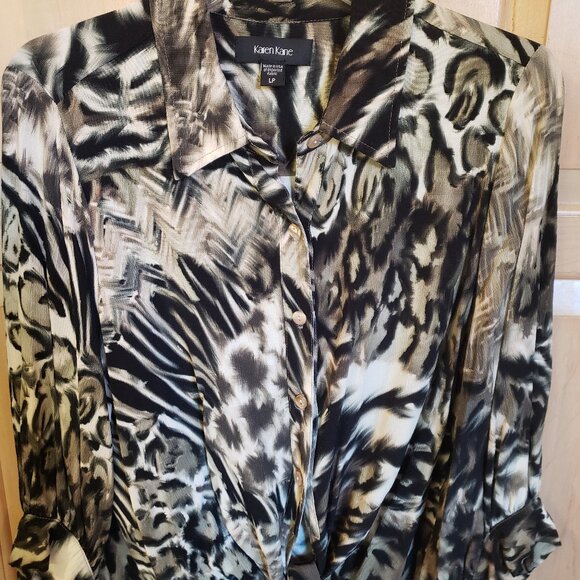 Karen Kane Blouse with front tie size Large Petite - Picture 7 of 8